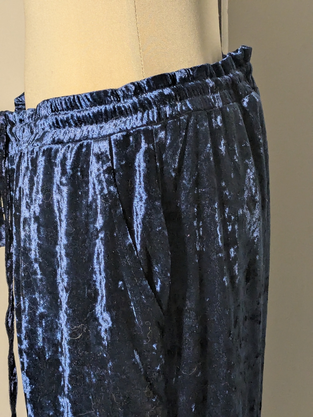 C by One Shimmery Navy Crushed Velvet Pull-On Pants - Picture 9 of 16